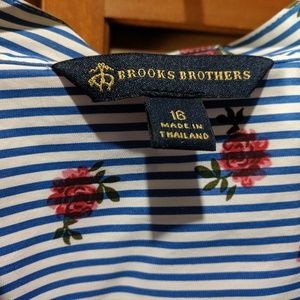 Brooks Brothers NWT pinstripe w roses blouse sz16
